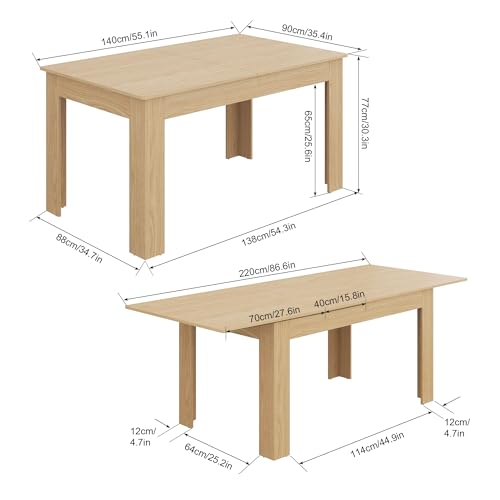 Fingertip WD Extendable Dining Table for 6-10 person, Wooden Dining Room Table, Modern Extendable Table for Gatherings, Meeting for Small Kitchens, Dining Office Areas(Natural)