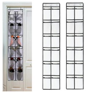 YIWULA 2 Pack Door Hanging Shoe Organizer, 12 Mesh Pockets,Space Saver for Closet Shoe Holder Hanger (White)