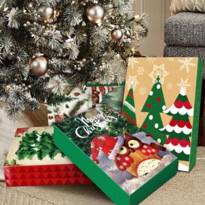 12 Christmas Gift Wrap Boxes Bulk with Lids for Wrapping Extra Large Clothes,12 tissue paper and 80 Christmas Stickers(Assorted size for Shirts, Robes, Coats, Sweaters and xmas Holiday Present)