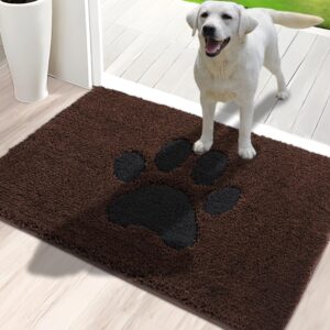 oiilores door mat indoor 24" x 36", washable runner rug super absorbent, low-profile entryway rug with non-slip backing, washable dirty trapper inside entrance doormat for shoes, brown