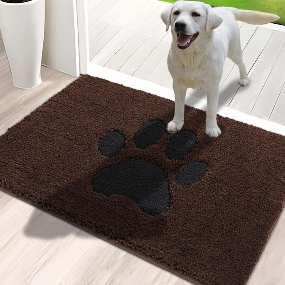 Oiilores Door Mat Indoor 24" x 36", Washable Runner Rug Super Absorbent, Low-Profile Entryway Rug with Non-Slip Backing, Washable Dirty Trapper Inside Entrance Doormat for Shoes, Brown