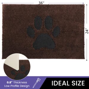 Oiilores Door Mat Indoor 24" x 36", Washable Runner Rug Super Absorbent, Low-Profile Entryway Rug with Non-Slip Backing, Washable Dirty Trapper Inside Entrance Doormat for Shoes, Brown