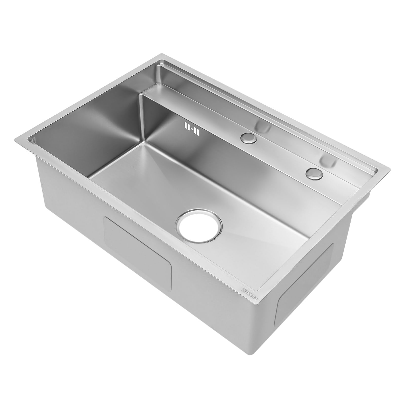 BANLICALI Hidden Single Bowl Sink, Commercial Rectangular Stainless Steel Kitchen Sink with Folding Faucet, Covers and Drain Kit, Drop-in Sink for Home, Bar, Restaurant Silver 26.7 * 17.3 * 9inch