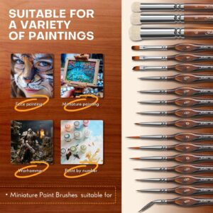 Golden Maple Miniature Paint Brushes Drybrush-18PCS Micro Detail Paint Brush Set, Small Fine Detail Model Brushes for Acrylics, Watercolors & Paint by Number, Citadel, Figurine, 40k - Cocoa Brown