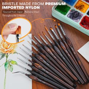 Golden Maple Miniature Paint Brushes Drybrush-18PCS Micro Detail Paint Brush Set, Small Fine Detail Model Brushes for Acrylics, Watercolors & Paint by Number, Citadel, Figurine, 40k - Cocoa Brown