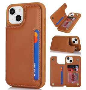 icovercase for iphone 13 case with card holder, iphone 13 wallet case for women men [rfid blocking] pu leather protective wallet phone case for iphone 13 6.1 inch (light brown)