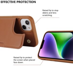 iCoverCase for iPhone 13 Case with Card Holder, iPhone 13 Wallet Case for Women Men [RFID Blocking] PU Leather Protective Wallet Phone Case for iPhone 13 6.1 Inch (Light Brown)