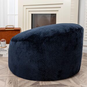 Bean Bag Chairs Cover (No Filler) Soft Washable Plush Fiber Adult Beanbag Chair Fuzzy Fur Cover Without Filling (Navy Blue Bean Bag Cover)