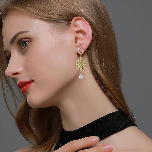 Beebeecraft 1 Box 20Pcs Circle Stud Earring 18K Gold Plated Cubic Zirconia Horizontal Loops Studs Posts Accessories with Friction Ear Nuts for Women Earring Making Supplies