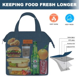 KUBYA Lunch Bag Simple Lunch Box for Women Men Insulated Lunch Bag & 1 Storage bag Simple Reusable Lunch Tote Bag for Work, Picnic Beach or Travel (DENIM)