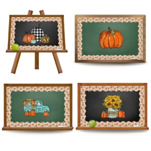 AnyDesign 65Ft Boho Floral Pumpkin Bulletin Board Border Watercolor Fall Autumn Flower Pumpkin Die Cut Trim Border for Classroom Chalkboard School