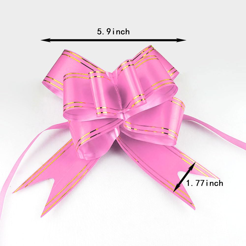 CC wonderland zone Gift Bow 40 pcs,Gift Wrapping Pull Bow,For Christmas Gift Decor,Gift Basket/Gift Bag/Gift Box Wrapping Decor,Florist Packaging(5.9in,pink,40pcs)