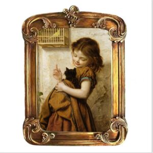 Alizonica Retro Carved Figure Oil Painting Frame, Old Living Room Wall Hanging Photo Frame