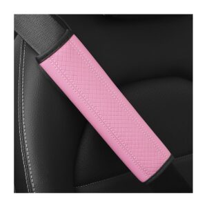 osilly car seat belt pads, 2 pack fiber leather seatbelt shoulder strap covers, more comfort driving & protect your neck, universal safety strap cover for auto suv truck airplane backpack (pink)