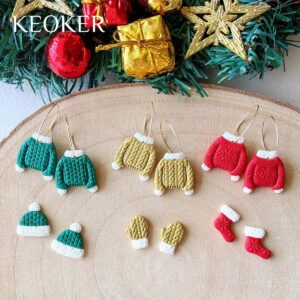 Keoker Polymer Clay Texture Sheet Christmas, Christmas Clay Texture Mat for Making Earrings Jewerly, Christmas Polymer Clay Earrings Tools (Style All 1-3)