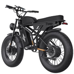 Freego Electric Bike for Adults, Dual Motor & Dual Battery, 2000W/48V/55Ah, 20"x4.0" Fat Tires Off Road Electric Bicycle with Removable Battery, 34MPH & 103 Miles Long Range E Bike UL Certified