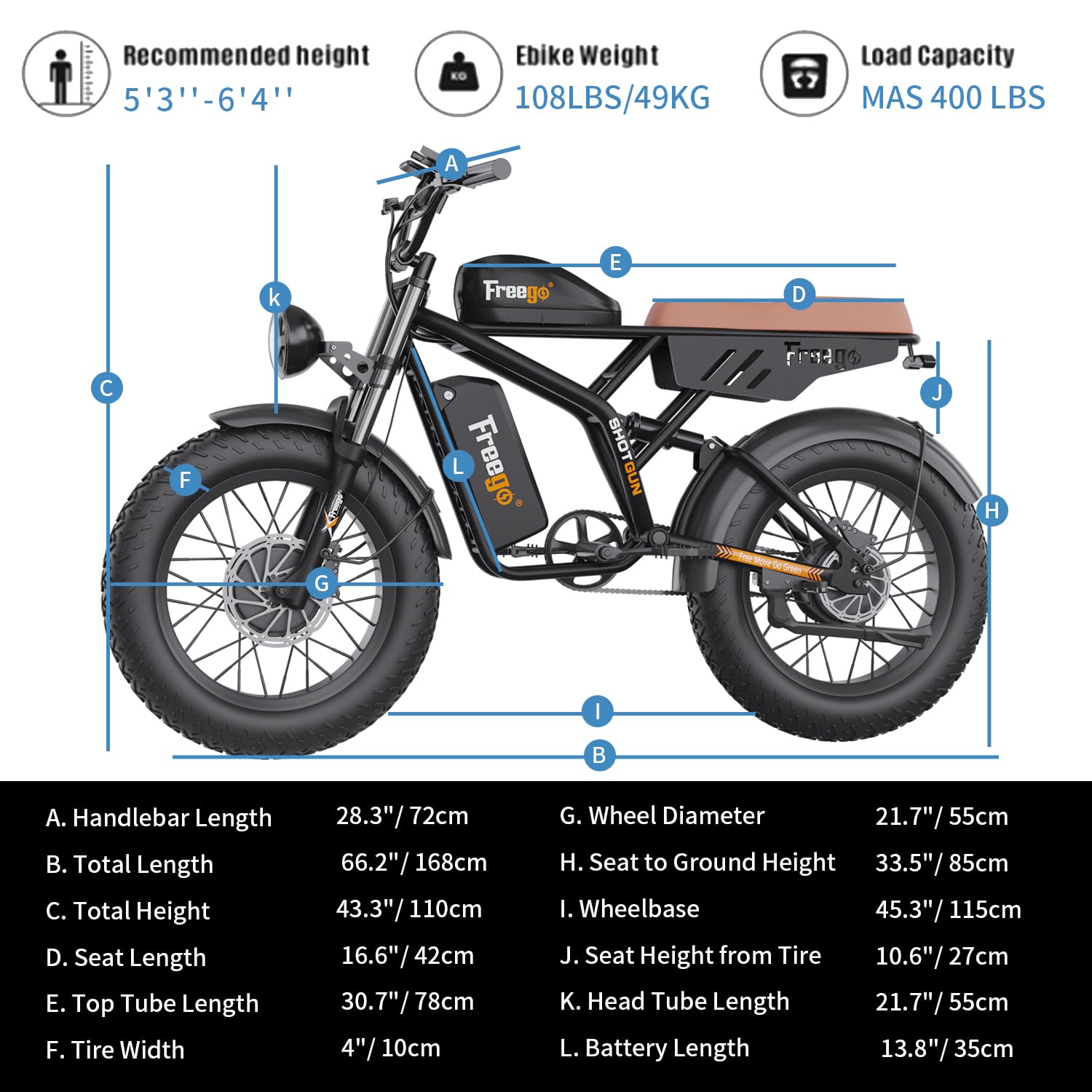 Freego Electric Bike for Adults, Dual Motor & Dual Battery, 2000W/48V/55Ah, 20"x4.0" Fat Tires Off Road Electric Bicycle with Removable Battery, 34MPH & 103 Miles Long Range E Bike UL Certified