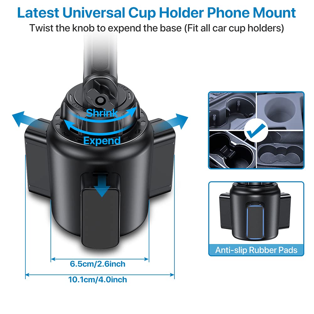 Miracase Universal Cup Phone Holder for Car, [Upgraded Version] Adjustable Long Neck Car Cup Holder Phone Mount Cradle Friendly Compatible with iPhone Samsung Google and All Smartphones, Green