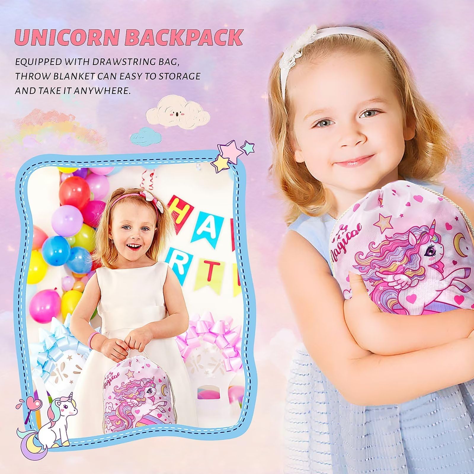 Wzvzss Unicorn Birthday Gifts for Girls,Unicorn Gifts Box for Toddler/Teen Girls,Gift for Girls age 6-8 4 5 7 9 10 year old,Kindergarten Back to School Gifts - 9 Pcs Set for Little Girl