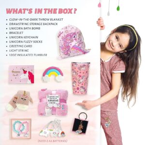 Wzvzss Unicorn Birthday Gifts for Girls,Unicorn Gifts Box for Toddler/Teen Girls,Gift for Girls age 6-8 4 5 7 9 10 year old,Kindergarten Back to School Gifts - 9 Pcs Set for Little Girl