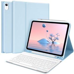 TQQ iPad Air 11-inch (M2) 2024/ iPad Air 5th/4th Generation Case with Keyboard - Rechargeable Bluetooth Keyboard, Pencil Holder, for New iPad Air 11-inch (M2) 2024 /iPad Air 10.9 inch, Blue