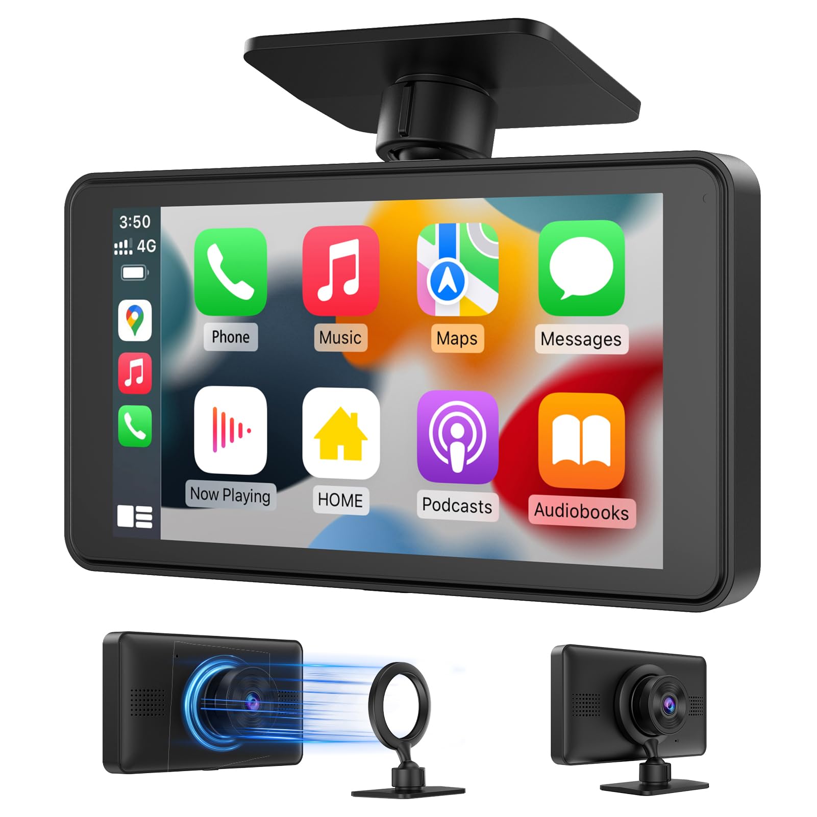 Spedal CL518 CarPlay and Android Auto Wireless Receiver, 2.5K Ultra HD Dash Cam, Bluetooth Audio, Voice Command, Fast Charging