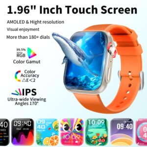 Smart Watch for Men (Answer/Call & 1.96 Inche) Fitness Tracker with Heart Rate, Blood Oxygen Monitor, Sleep Monitor IP68 Waterproof Activity Trackers and Smartwatch for iOS and Android Phone (Orange)