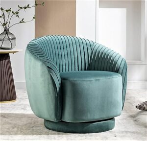 container furniture direct modern barrel swivel chair with plush velvet upholstery and smooth 360° rotation, round accent one-seater sofa for living room, bedroom and office, mint green