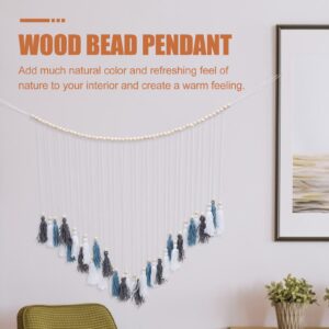 Garneck Fringe Beaded Garland Hanging Tassel Bead Small Wood Bead Garland Wood Beaded Pendant Tassel Garland Beads Yarn Wall Hanging Bead Garland Decor Decorative Beads Wooden Beads lace