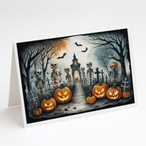 Caroline's Treasures DAC2272GCA7P Skeleton Spooky Halloween Greeting Cards and Envelopes Pack of 8 Blank Cards with Envelopes Whimsical A7 Size 5x7 Blank Greeting Cards