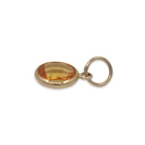 Citrine Charm 6mm Round Checkerboard-Cut Handmade In 14k Yellow Gold