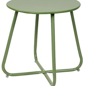 Elevon Weather Resistant Outdoor 17.5” Round End Accent Table for Bistro Balcony, Sage Green