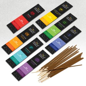 Mecka Sacred Chakra Incense Sticks Gift Set | 140 Insence-Sticks for Yoga, Aromatherapy and Relaxation | 7 Unique Aligning Scents for Meditation and Good Vibes | Premium Slow Burn Natural Insenses