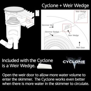 The Skimmie Cyclone - Turbocharges Pool Skimmer Water Flow - Improves Pool Surface Cleaning & Debris Removal - Pool Accessories & Pool Skimmer 7" Funnel Design Works with Any Pool Water Level