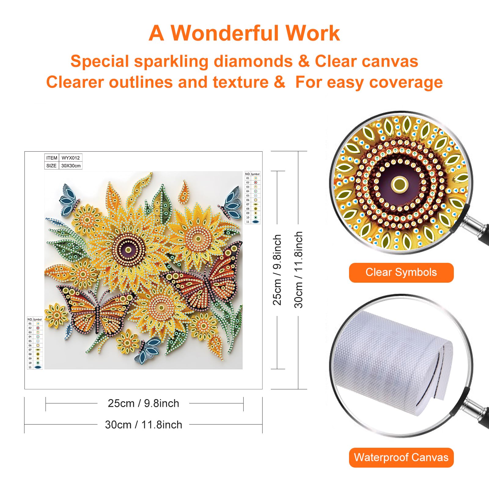 Stalente Diamond Painting Kits for Adults Sunflower, 5D Special Shape Diamond Art Kits for Beginners, Crystal Rhinestones Diamond Painting for Home Wall Decoration Gift 12×12inch, Butterfly