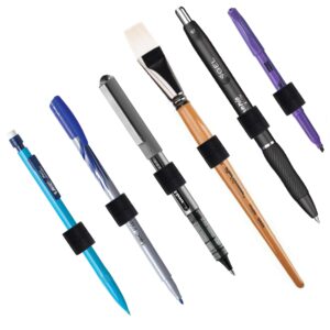 4 Pack Magnetic Pen Pencil Holder - Silicone Adjustable holder fit most pens pencils, Great for Fridges, Whiteboards, Workshops,Offices,Classrooms and Kitchens（Black）