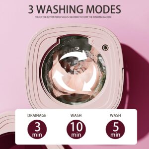 Portable Washing Machine, Mini Washer 8L High Capacity for Socks Underwear, Baby Clothes, or Small Items, Foldable Washing Machine for Apartments, Travel Business Trip (Pink)