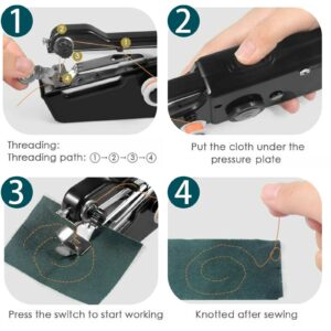 1 Set Mini Handheld Sewing Machine, Portable Sewing Machine with Sewing Supplies Easy to Use Ergonomic Design for DIY Beginners for Home Travel (Black)