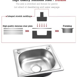 Stainless Steel Outdoor Sink, Single Bowl Utility Sink, Camping Sink, Laundry Sink, Free Standing Commercial Restaurant Sink Set, Easy to Clean (Size : 38x33x45cm/15x13x17.7in)