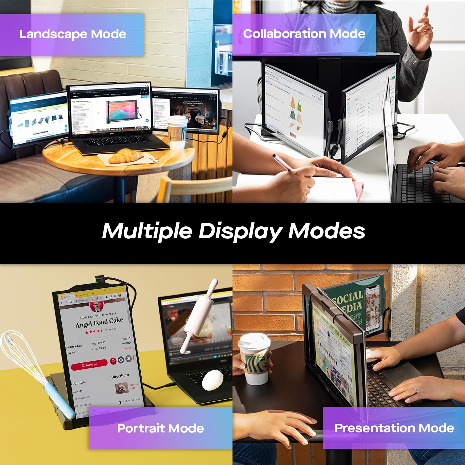 Mobile Pixels New Trio Portable Monitor, 13.3 '' 1080P FHD, Triple Monitor for Laptop, Plug and Play, Built-in Kickstand, Optional Magnets, Support Wins/Mac/Android/Switch, Work with 13-14.5” Laptops