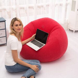 YtotY Beanless Bag Inflatable Chair, Air Sofa Outdoor Inflatable Lazy Sofa Chair No Filler,Washable Couch Bean Bag Chair Folding,for Organizing Plush Toys Or Memory Foam (Red)