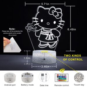 ZeHaiYlf Cat Night Light - Kitty Lamp,with Remote & Smart Touch,7 Colors + 16 Colors Changing Opreated,Dimmable lamp，Children's Day Gift，for Children's Room Decoration，Christmas Gifts