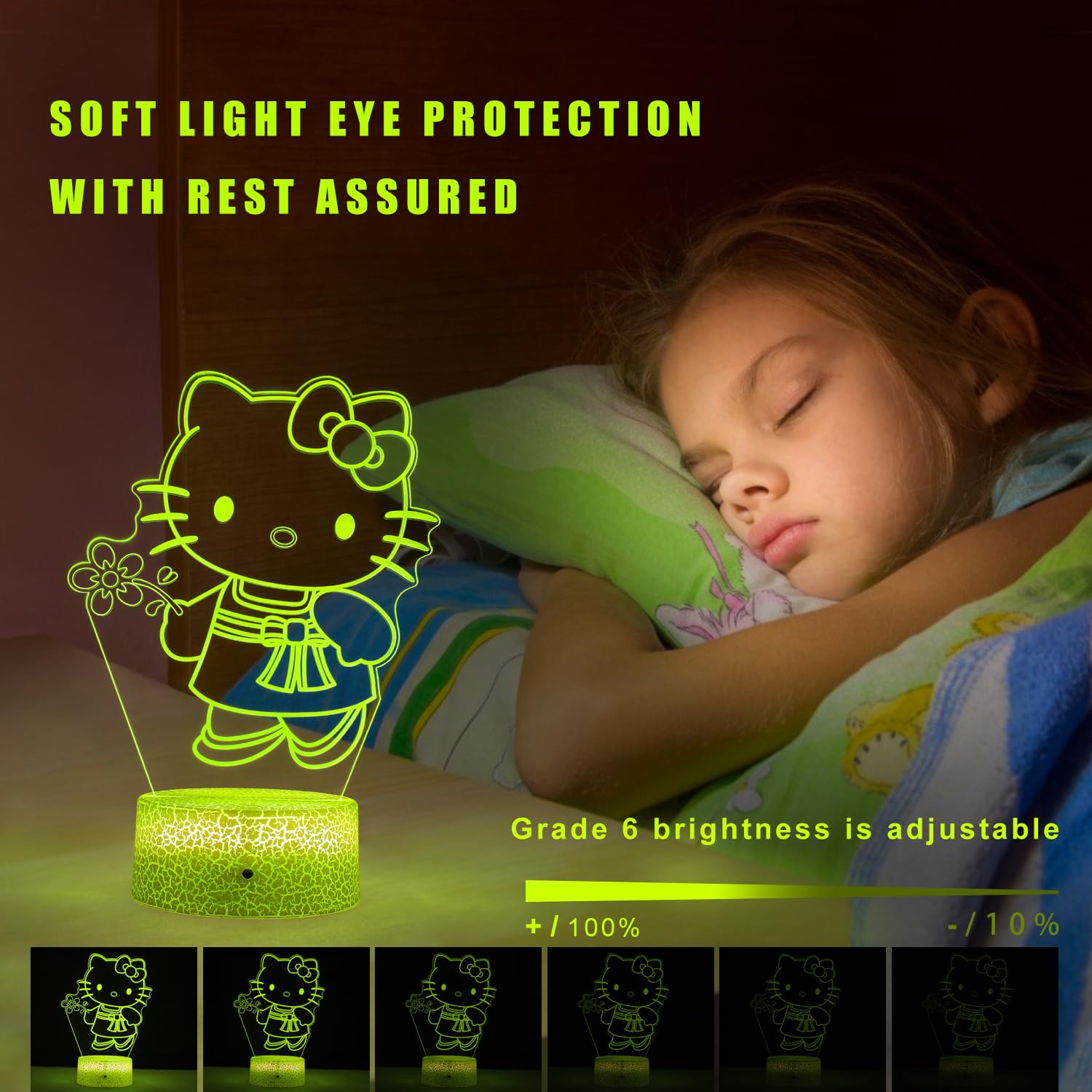 ZeHaiYlf Cat Night Light - Kitty Lamp,with Remote & Smart Touch,7 Colors + 16 Colors Changing Opreated,Dimmable lamp，Children's Day Gift，for Children's Room Decoration，Christmas Gifts