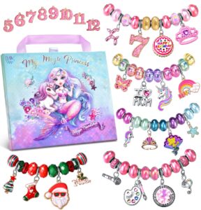 girls charm bracelet making kit: mermaid jewelry supplies make set charm bracelets kits diy art craft set girl toys age 5 6 7 8 9 10 11 12 year old girl little children creative birthday gifts for kid