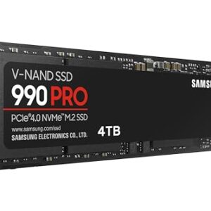 SAMSUNG 990 PRO SSD 4TB PCIe 4.0 M.2 2280 Internal Solid State Hard Drive, Seq. Read Speeds Up to 7,450 MB/s for High End Computing, Gaming, and Heavy Duty Workstations, MZ-V9P4T0B/AM