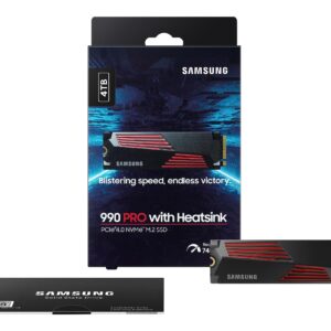 SAMSUNG 990 PRO SSD 4TB PCIe 4.0 M.2 2280 Internal Solid State Hard Drive, Seq. Read Speeds Up to 7,450 MB/s for High End Computing, Gaming, and Heavy Duty Workstations, MZ-V9P4T0B/AM