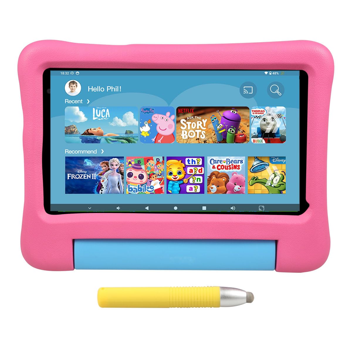 KYASTER Kids Tablet, Toddler Tablets,7 inch 5G WiFi 6 Android 12, Full HD 1920x1200 IPS Screen, 2GB RAM 32GB ROM,Parental Controls for Learning Gaming,EVA Kids-Proof Case with Stylus