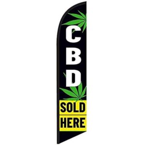 cbd sold here sign, smoke shop advertising feather banner swooper flags. replacement flag only.