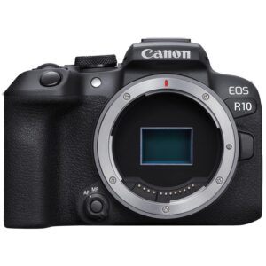 Canon EOS R10 Mirrorless Camera (Body Only) + 2pc 64GB Memory Cards + EOS R Adapter + Spare Battery + Tripod + Case & More (Renewed)