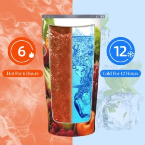 Various Vegetables and Fruit print 20 oz Stainless Steel Tumbler With Lid And Straw Insulated Coffee Cup Portable Travel Mug For Cold And Hot Drinks